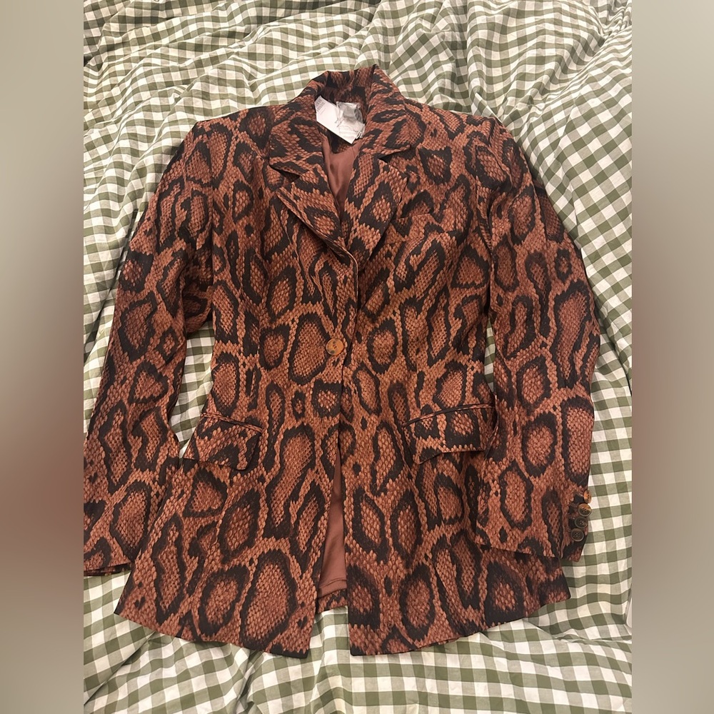 DANIELLE BERNSTEIN Brown Animal Print Blazer